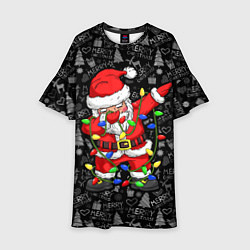 Платье клеш для девочки Санта Клаус с гирляндой, цвет: 3D-принт