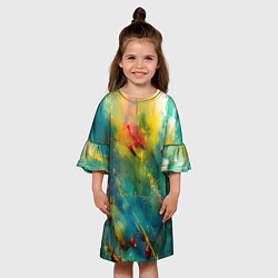 Платье клеш для девочки Абстрактные мазки краски, цвет: 3D-принт — фото 2