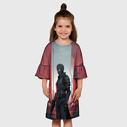 Платье клеш для девочки Городской охотник на закате, цвет: 3D-принт — фото 2