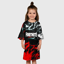 Платье клеш для девочки Fortnite flame abstract, цвет: 3D-принт — фото 2