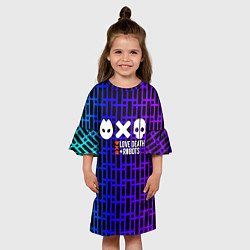 Платье клеш для девочки Любовь смерть и роботы неон, цвет: 3D-принт — фото 2