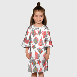 Платье клеш для девочки Праздничные узоры подарки, цвет: 3D-принт — фото 2