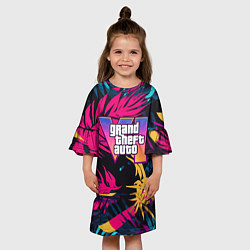 Платье клеш для девочки GTA 6 logo abstract, цвет: 3D-принт — фото 2
