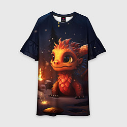 Платье клеш для девочки Сияющий ледяной дракон, цвет: 3D-принт
