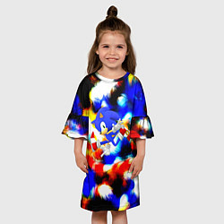 Платье клеш для девочки Sonic colors, цвет: 3D-принт — фото 2