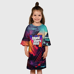 Платье клеш для девочки GTA 6 аbstract logo, цвет: 3D-принт — фото 2
