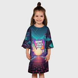 Платье клеш для девочки GTA 6 night city logo, цвет: 3D-принт — фото 2