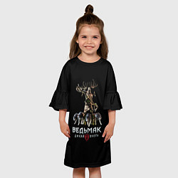 Платье клеш для девочки Ведьмак персонажи охоты, цвет: 3D-принт — фото 2