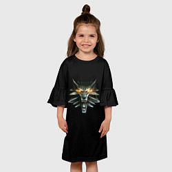 Платье клеш для девочки Ведьмак логотип, цвет: 3D-принт — фото 2