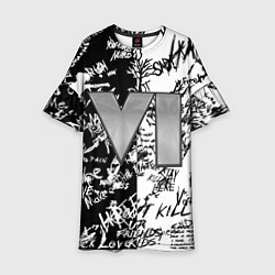 Платье клеш для девочки GTA 6 чб, цвет: 3D-принт