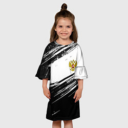 Платье клеш для девочки Герб РФ спортивные краски, цвет: 3D-принт — фото 2