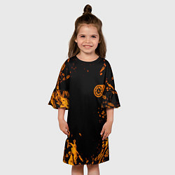 Платье клеш для девочки Half life orange splash city 17, цвет: 3D-принт — фото 2