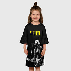 Платье клеш для девочки Группа Nirvana Курт Кобейн, цвет: 3D-принт — фото 2