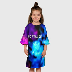 Платье клеш для девочки Portal неоновый градиент, цвет: 3D-принт — фото 2
