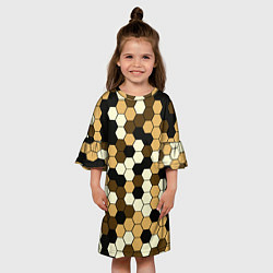Платье клеш для девочки Камуфляж гексагон коричневый, цвет: 3D-принт — фото 2