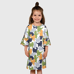 Платье клеш для девочки Пушистые кошки, цвет: 3D-принт — фото 2