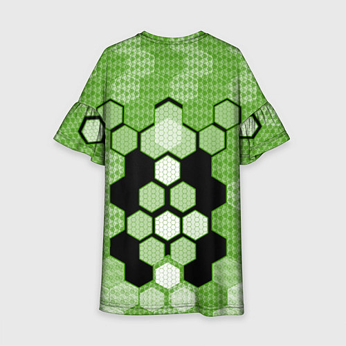 Детское платье Зелёная кибер броня hexagons / 3D-принт – фото 2
