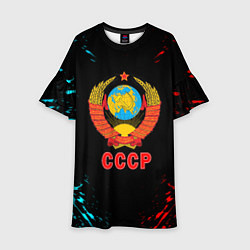 Платье клеш для девочки Моя страна СССР краски, цвет: 3D-принт