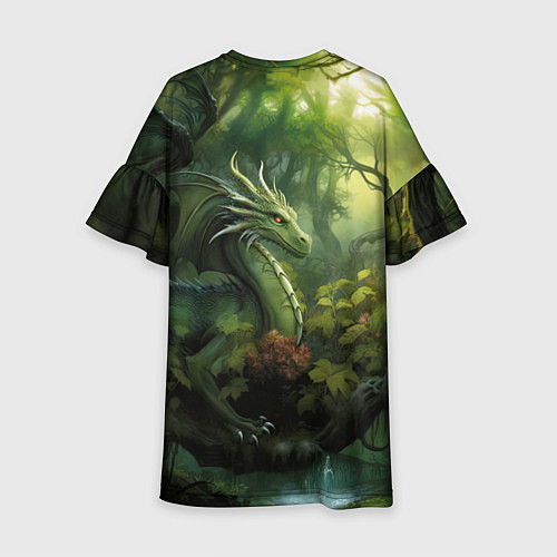 Детское платье Лесной зеленый дракон символ 2024 года / 3D-принт – фото 2