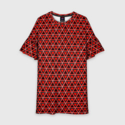 Платье клеш для девочки Красные и чёрные треугольники, цвет: 3D-принт