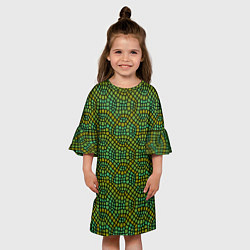 Платье клеш для девочки Салатовый витражный паттерн, цвет: 3D-принт — фото 2