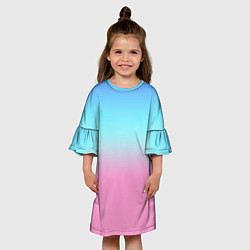 Платье клеш для девочки Синий и голубо-розовый градиент, цвет: 3D-принт — фото 2