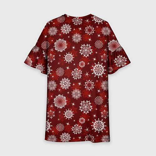 Детское платье Snowflakes on a red background / 3D-принт – фото 2