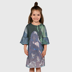 Платье клеш для девочки Sousou no Frieren под деревом, цвет: 3D-принт — фото 2