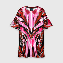 Платье клеш для девочки Розовый кибер доспех, цвет: 3D-принт