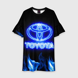 Платье клеш для девочки Toyota neon fire, цвет: 3D-принт