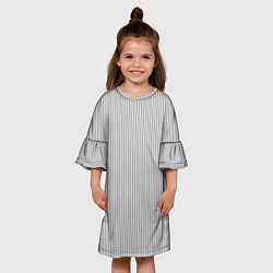 Платье клеш для девочки Светло-серый полосатый, цвет: 3D-принт — фото 2
