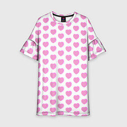 Платье клеш для девочки Нежные розовые сердечки, цвет: 3D-принт