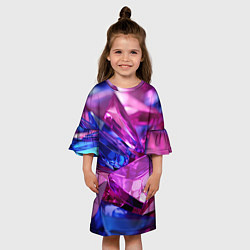 Платье клеш для девочки Розовые и синие битые стекла, цвет: 3D-принт — фото 2