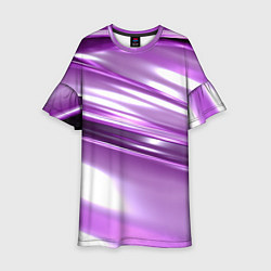 Платье клеш для девочки Нежные фиолетовые полосы абстракта, цвет: 3D-принт