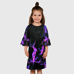 Платье клеш для девочки Неоновая текстура разрывы текстура, цвет: 3D-принт — фото 2