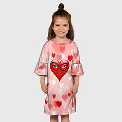 Платье клеш для девочки Сердце в очках, цвет: 3D-принт — фото 2