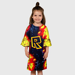 Платье клеш для девочки Roblox огенное лого, цвет: 3D-принт — фото 2