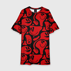 Платье клеш для девочки Красные смайлы, цвет: 3D-принт