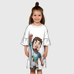 Платье клеш для девочки Майнкрафт Стив с кулаком, цвет: 3D-принт — фото 2