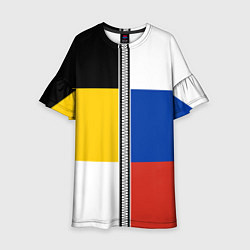 Платье клеш для девочки Россия - патриот, цвет: 3D-принт