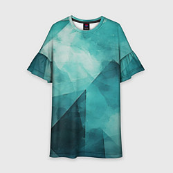 Платье клеш для девочки Гранжевая бирюза, цвет: 3D-принт