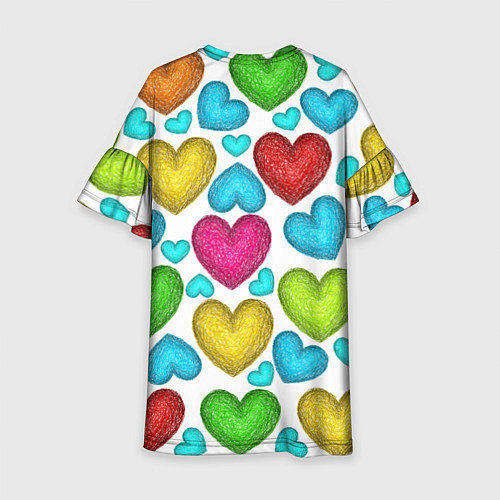 Детское платье Сердца нарисованные цветными карандашами / 3D-принт – фото 2