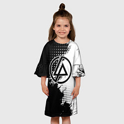 Платье клеш для девочки Linkin park - черно-белая абстракция, цвет: 3D-принт — фото 2