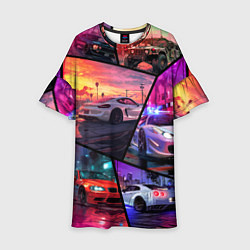 Платье клеш для девочки GTA style cars, цвет: 3D-принт