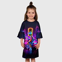 Платье клеш для девочки Барт Симпсон сидит на тачке Делориан, цвет: 3D-принт — фото 2