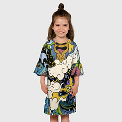 Платье клеш для девочки Облачные монстры, цвет: 3D-принт — фото 2