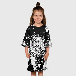 Платье клеш для девочки Manchester City краски чёрно белые, цвет: 3D-принт — фото 2