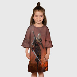 Платье клеш для девочки Ведьмак цветная игра, цвет: 3D-принт — фото 2