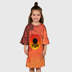 Платье клеш для девочки PUBG game orange, цвет: 3D-принт — фото 2
