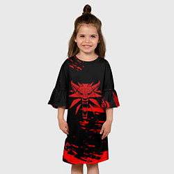 Платье клеш для девочки The witcher лого ведьмака краски, цвет: 3D-принт — фото 2